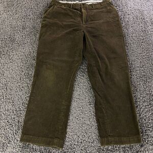 Polo Ralph Lauren Corduroy Pants Men 38x30 Brown Flat Front Straight Leg Relaxed